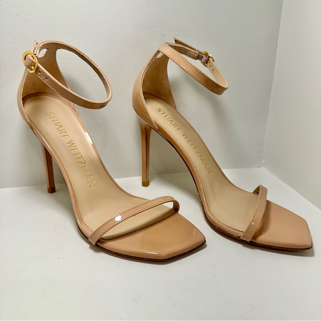 Stuart Weitzman Nudistcurve Ankle Strap Sandal Adobe Color Size 8 New